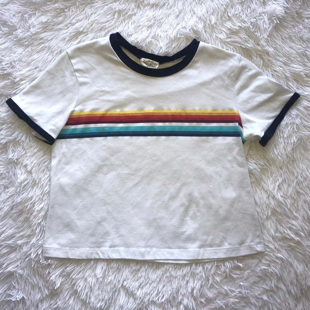 Rainbow Stripe Ringer Tee